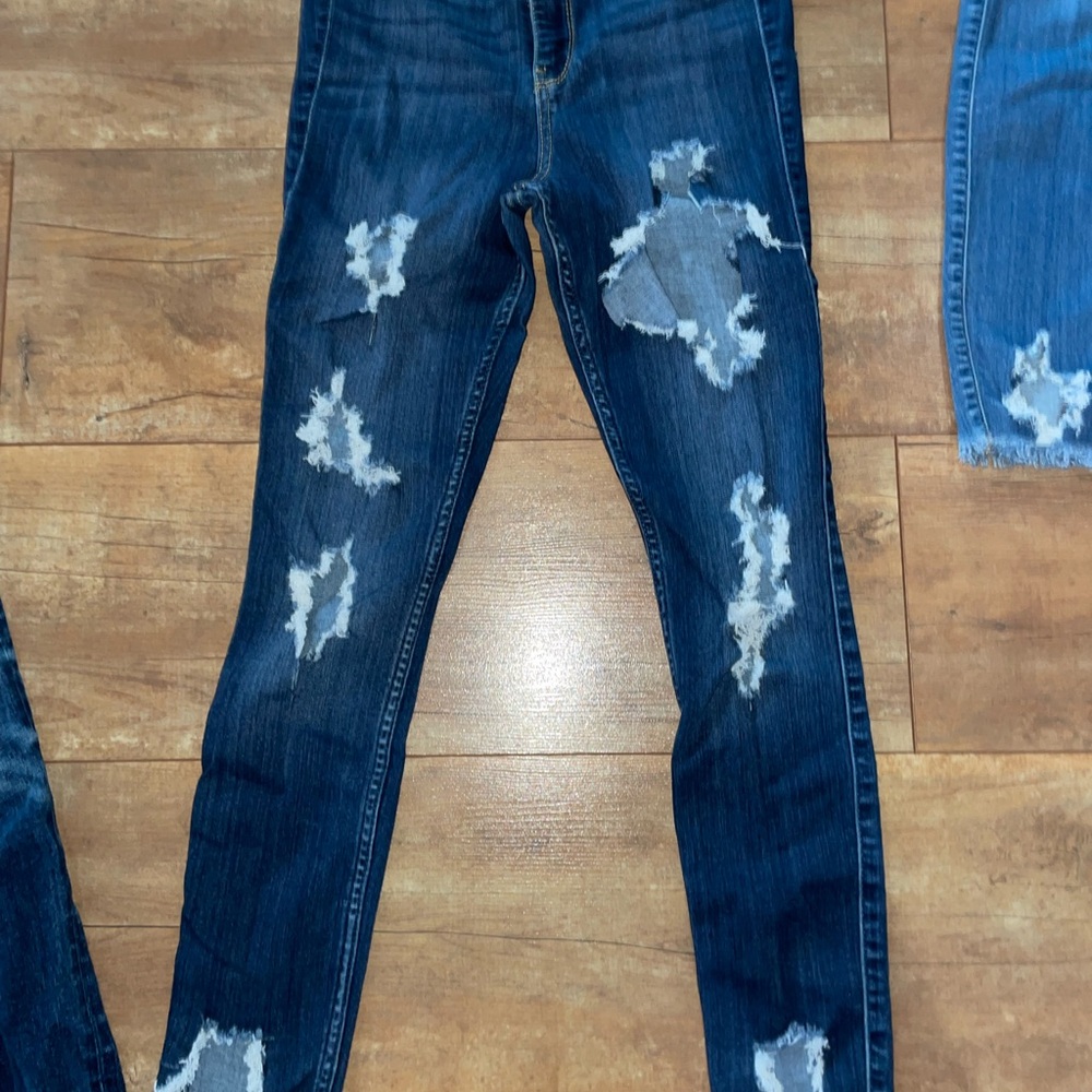 Hollister Blue Skinny Jeans with Distressed Design